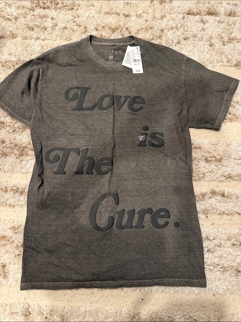 PacSun Charcoal Graphic 'Love is The Cure' Tee